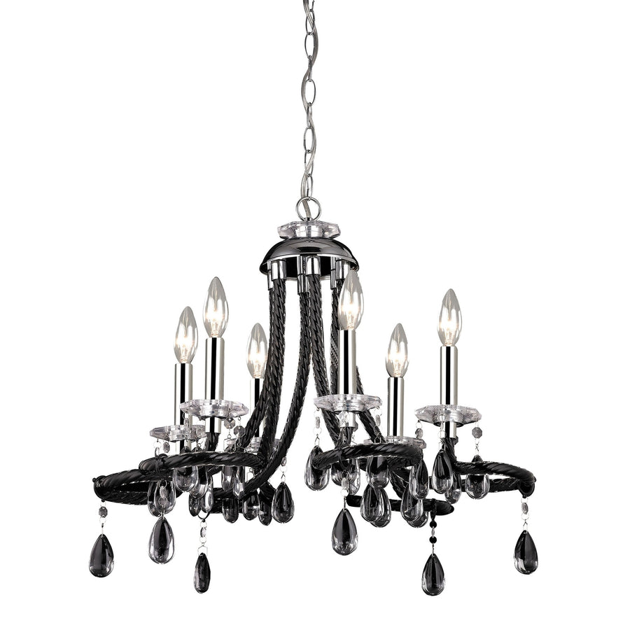 6-Light Mini Chandelier in Black Acrylic Image 1