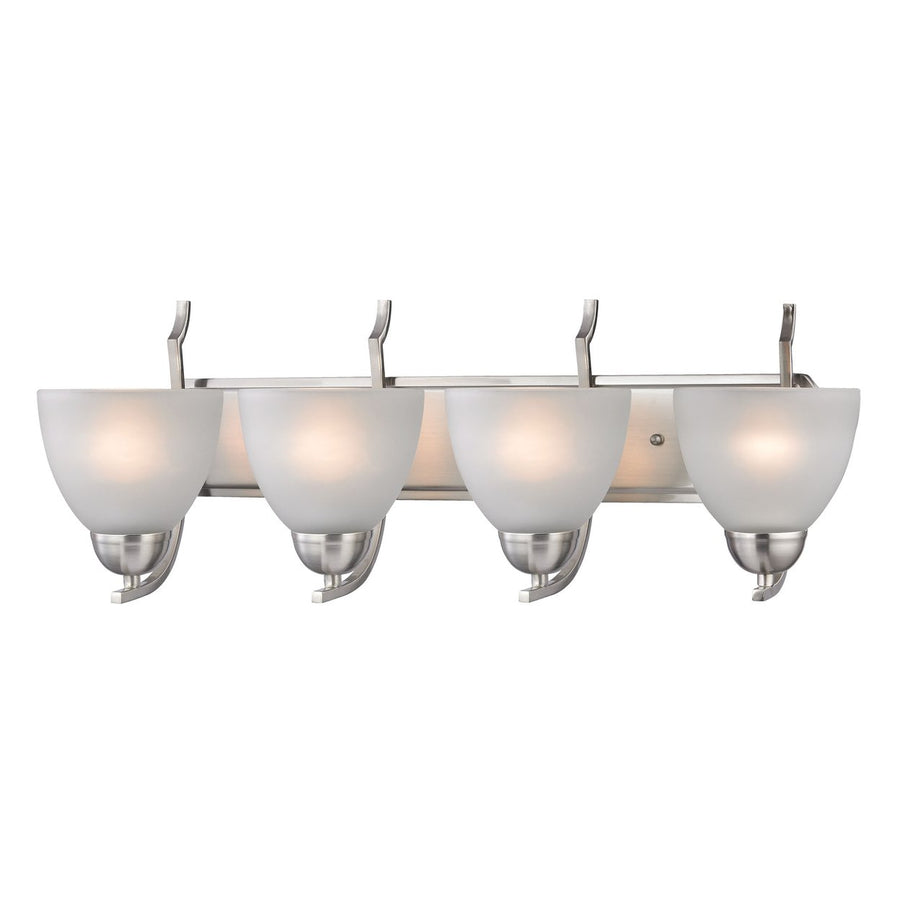 Kingston 4-Light Vanity Light in Brushed Nickel with White Glass Image 1