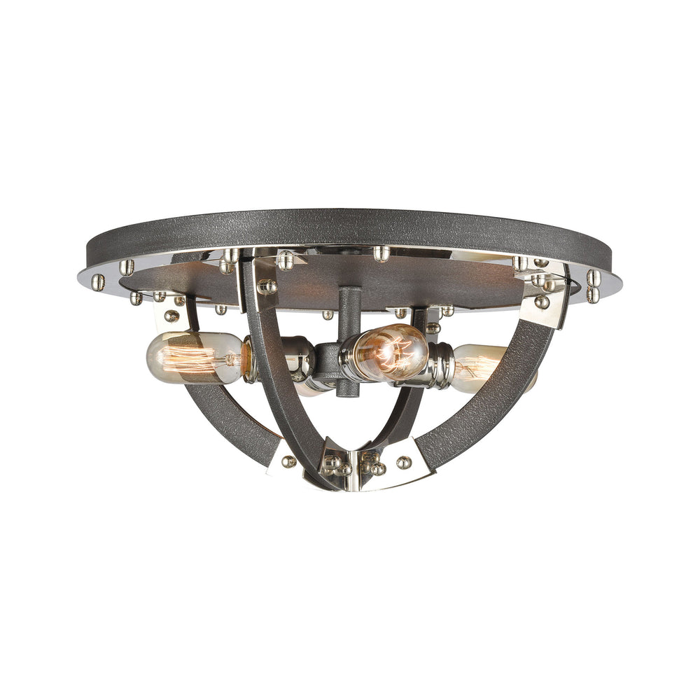 Riveted Plate 19 Wide 4-Light Flush Mount - Silverdust Iron Image 2