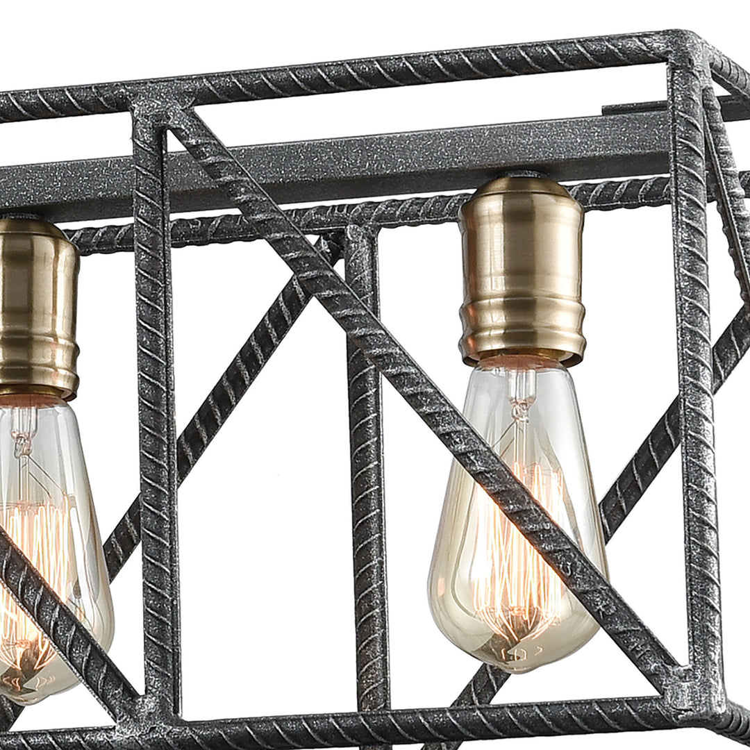 Crossbar 42 Wide 6-Light Linear Chandelier - Silverdust Iron Image 4