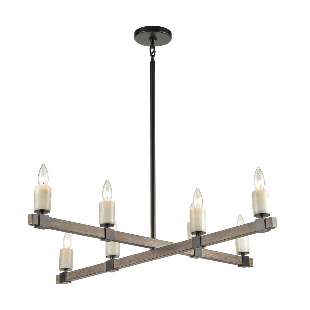 Stone Manor 39 Wide 8-Light Linear Chandelier - Matte Black Image 2