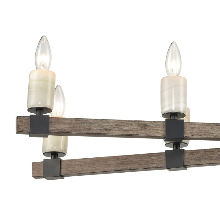 Stone Manor 39 Wide 8-Light Linear Chandelier - Matte Black Image 3