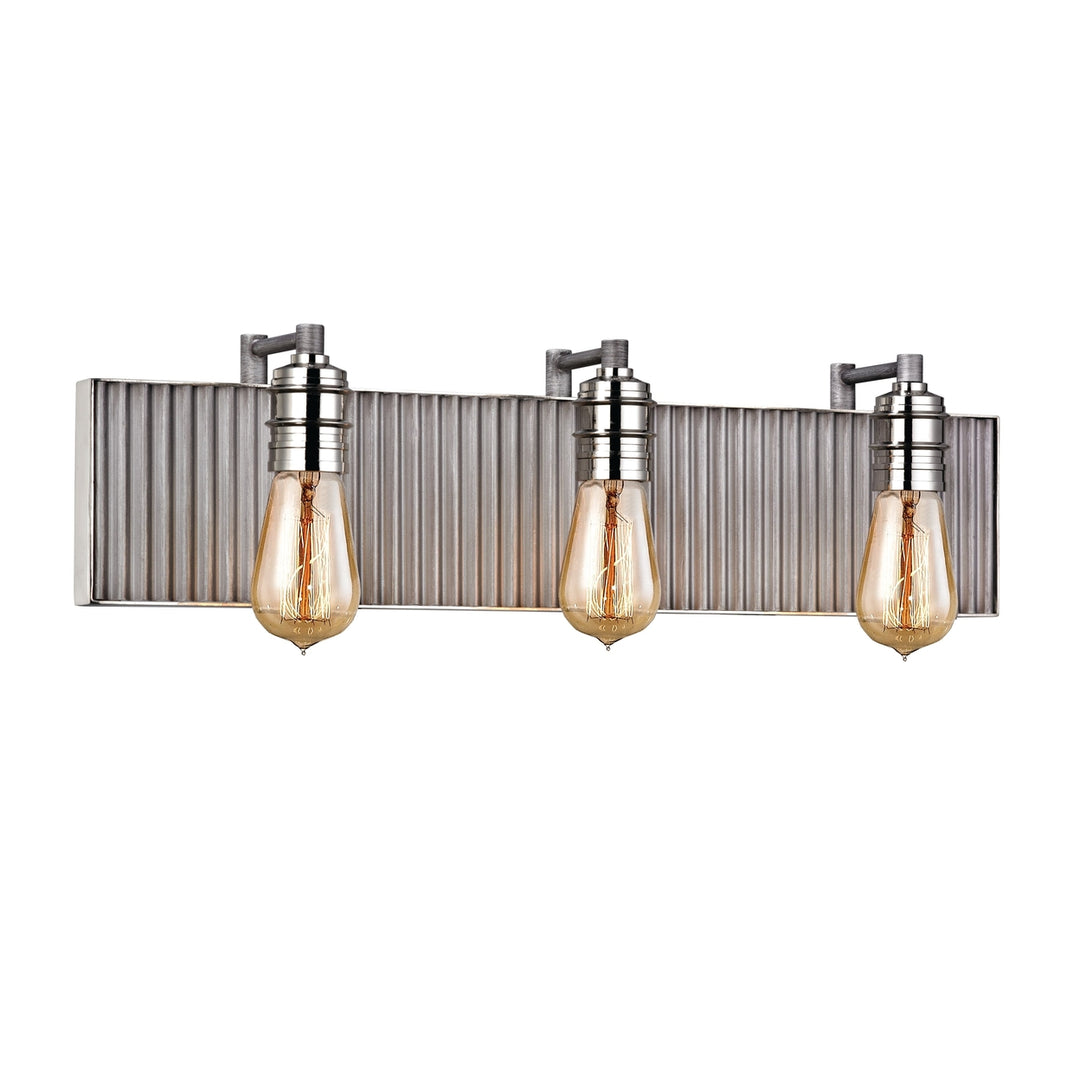 Corrugated Steel 24 Wide 3-Light Vanity Light - Polished Nickel Image 1