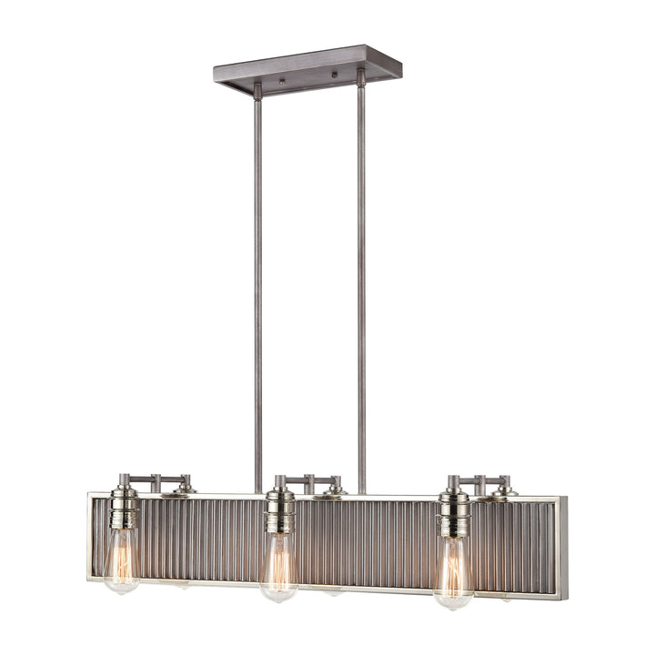 Corrugated Steel 32 Wide 6-Light Chandelier - Weathered Zinc Image 1