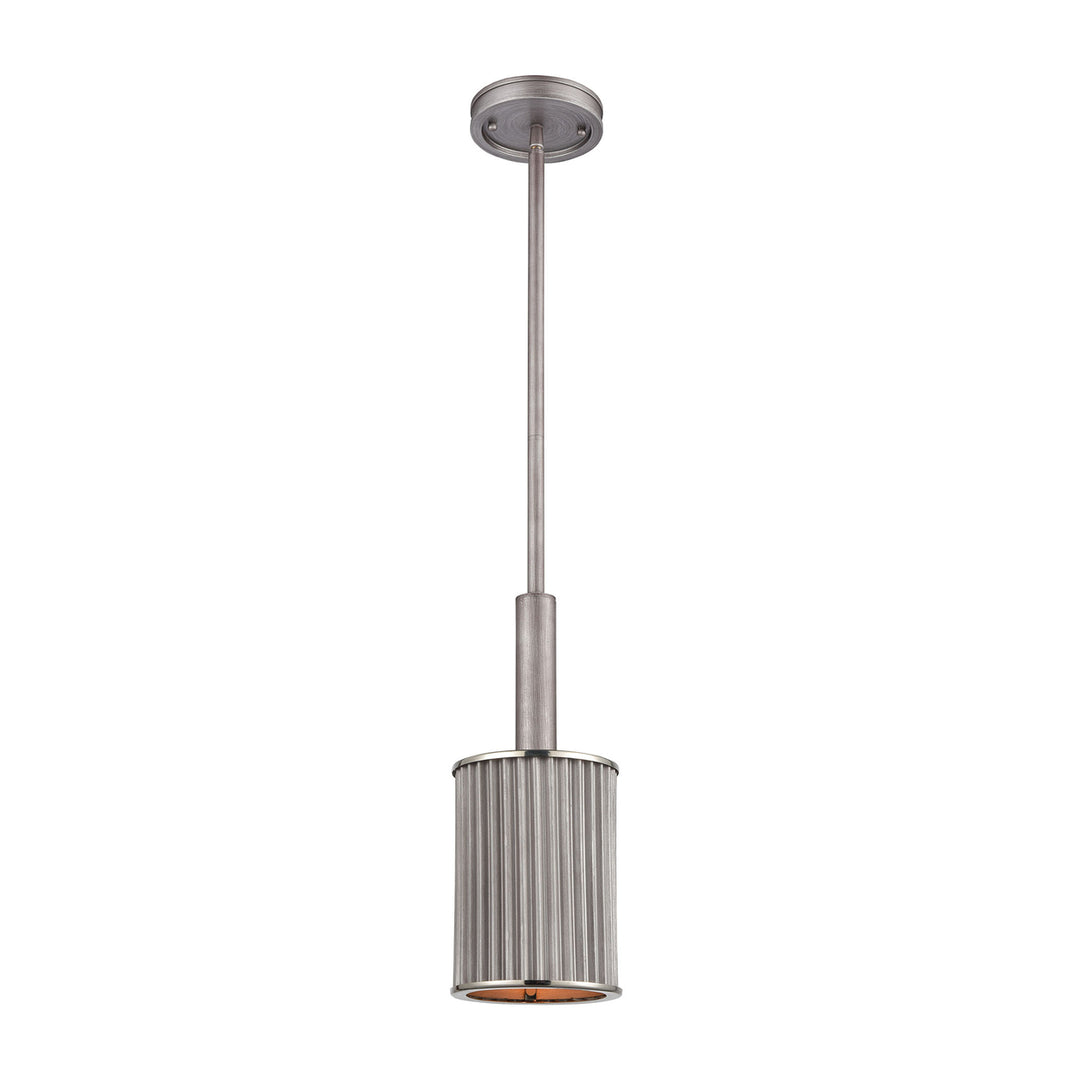 Corrugated Steel 6 Wide 1-Light Mini Pendant - Weathered Zinc Image 1