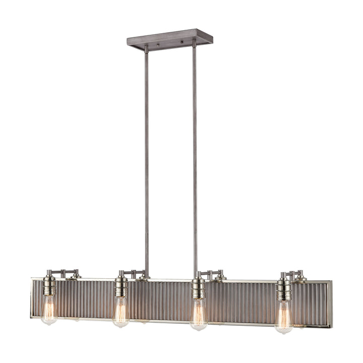 Corrugated Steel 43 Wide 8-Light Chandelier - Weathered Zinc Image 1