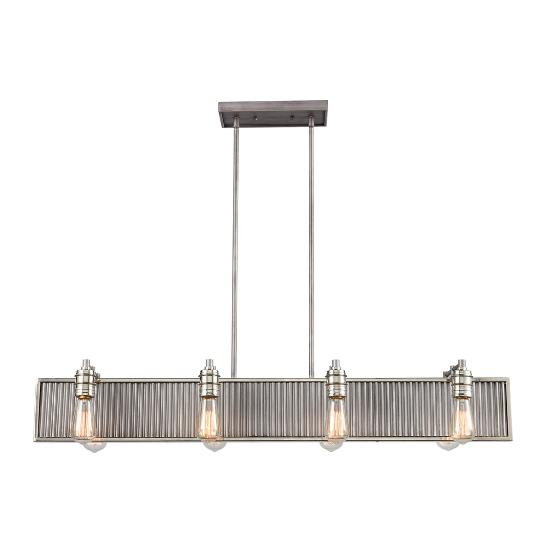 Corrugated Steel 43 Wide 8-Light Chandelier - Weathered Zinc Image 2