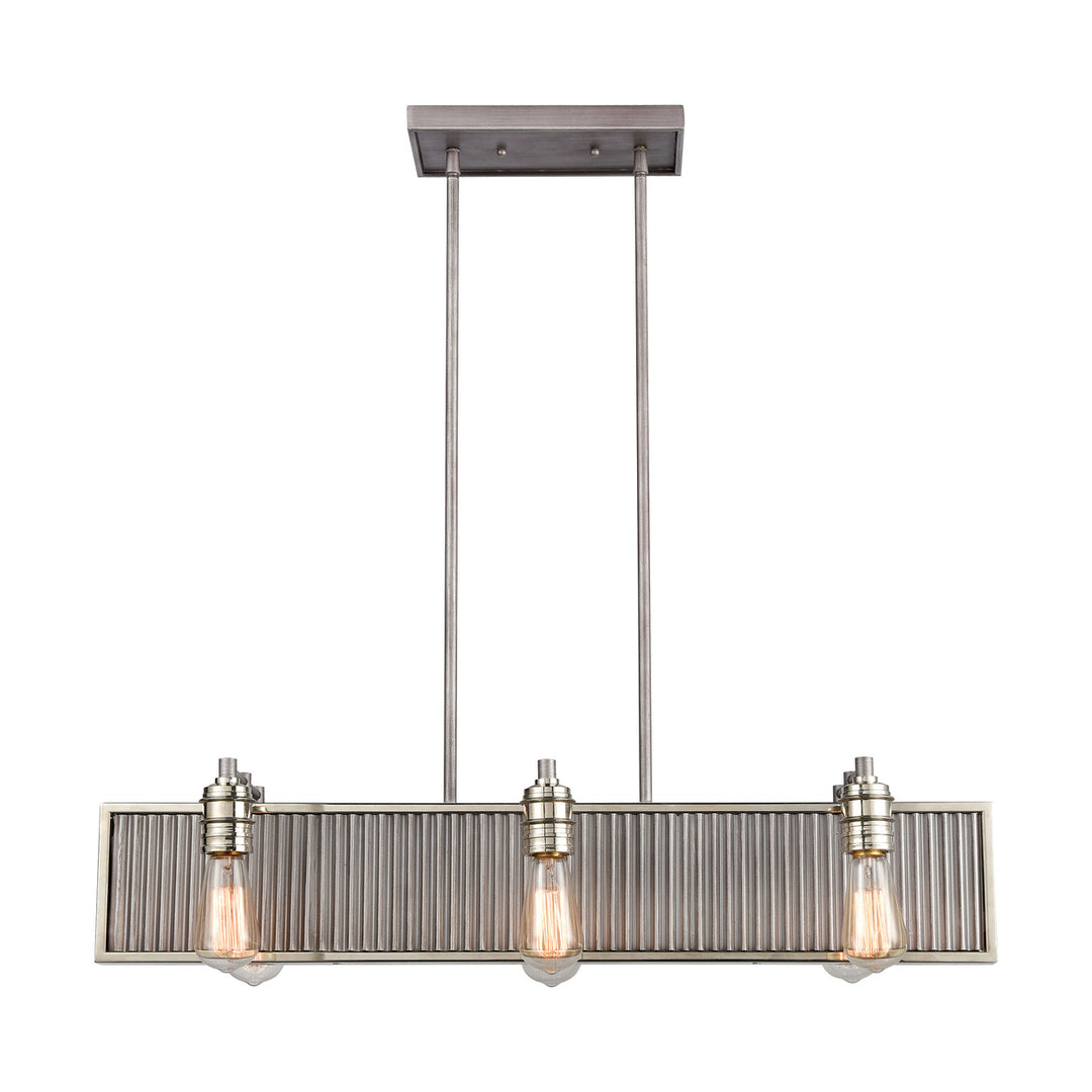 Corrugated Steel 32 Wide 6-Light Chandelier - Weathered Zinc Image 2