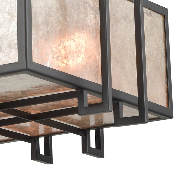 Stasis 3-Light Chandelier in Oil Rubbed Bronze with Tan and Clear Mica Shade Image 4