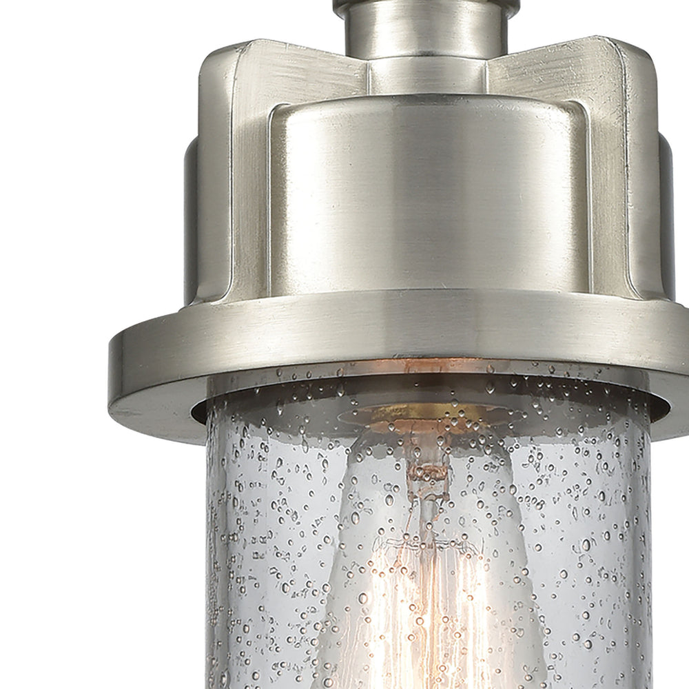 Briggs 1-Light Mini Pendant in Weathered Zinc and Satin Nickel with Seedy Glass Image 2