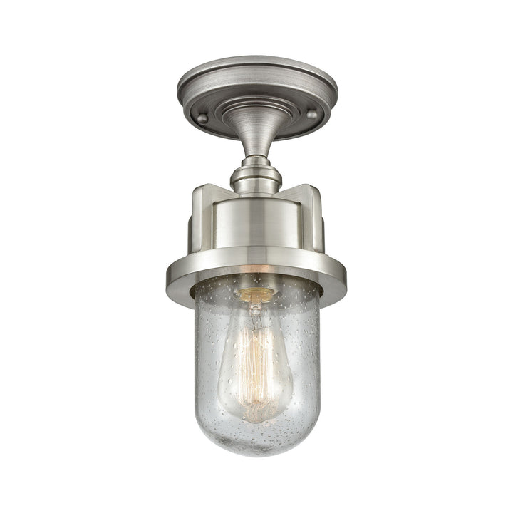 Briggs 1-Light Mini Pendant in Weathered Zinc and Satin Nickel with Seedy Glass Image 5