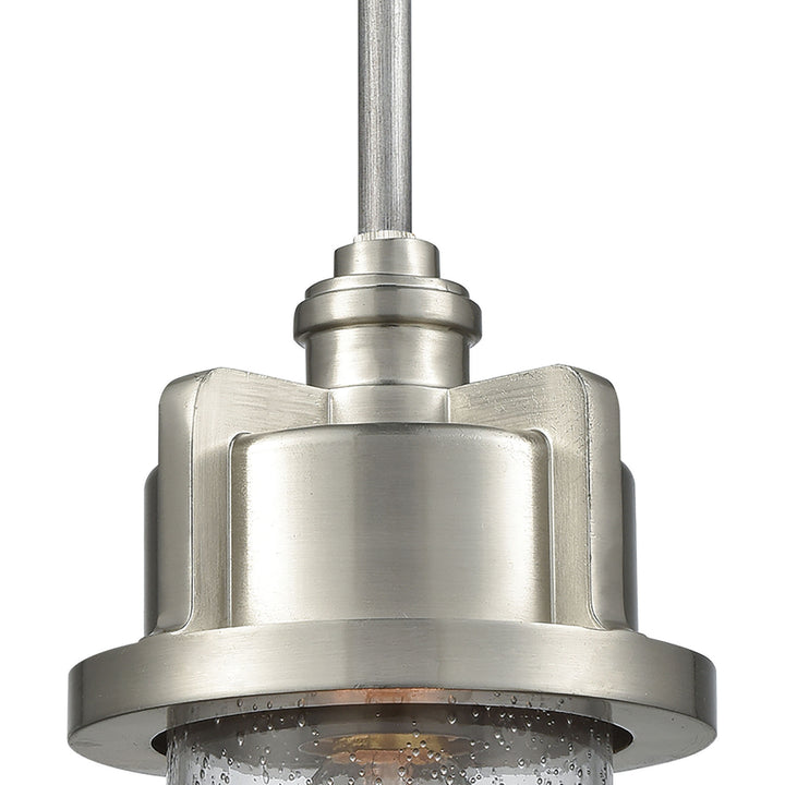 Briggs 1-Light Mini Pendant in Weathered Zinc and Satin Nickel with Seedy Glass Image 6