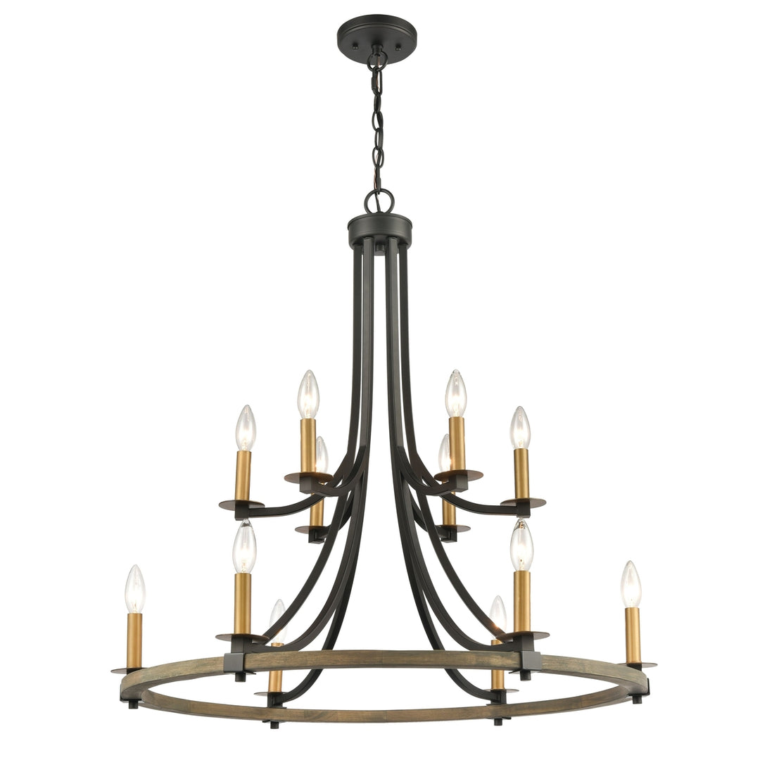 Woodbridge 32 Wide 12-Light Chandelier - Matte Black Image 1