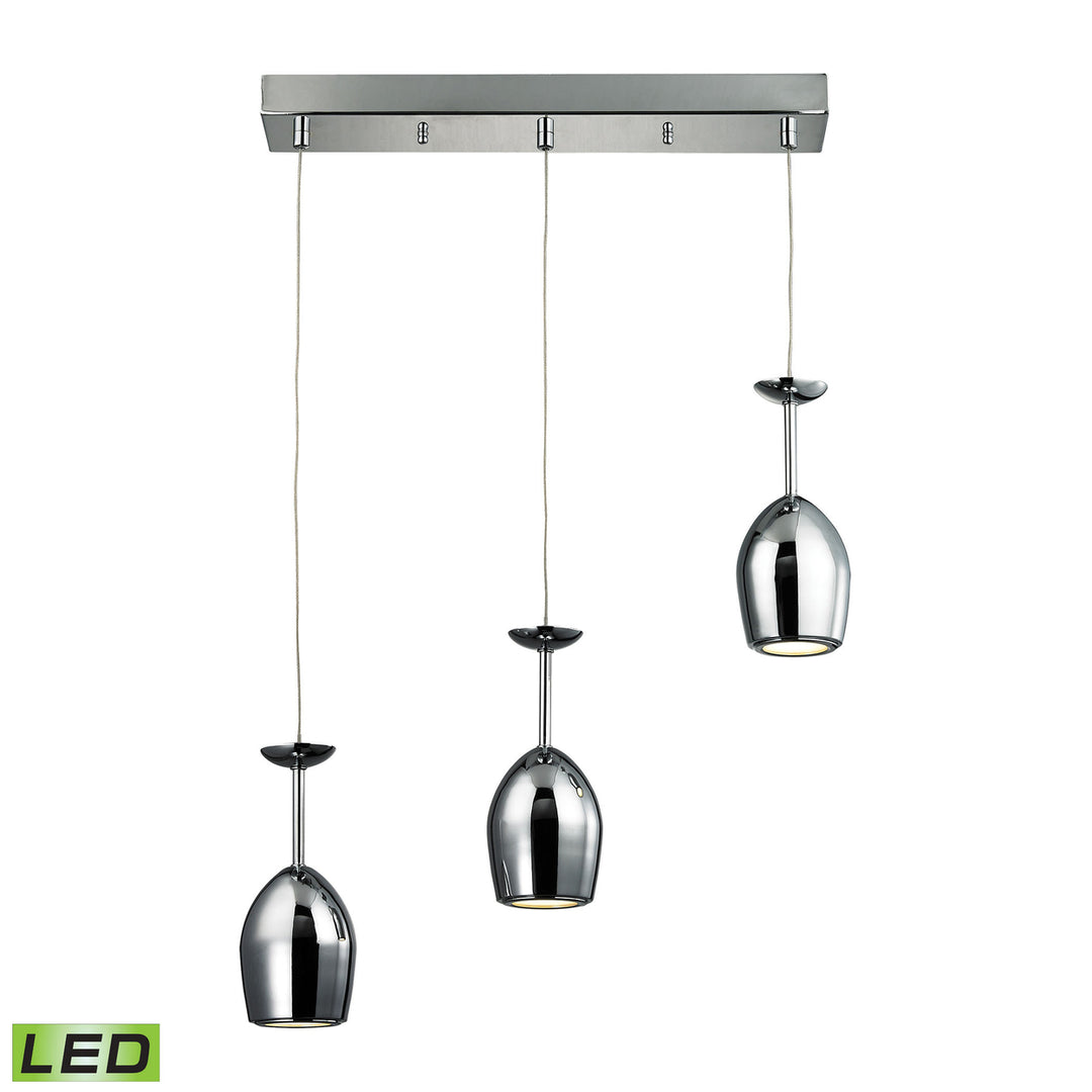 Vasso Chromo 3 Wide 3-Light Mini Pendant - Polished Chrome Image 1