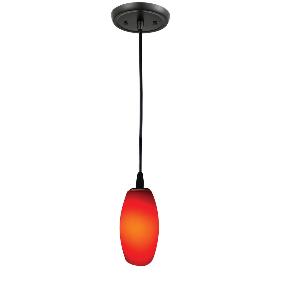 1-Light Pendant in Gloss Black with Vermillion Glass Image 1