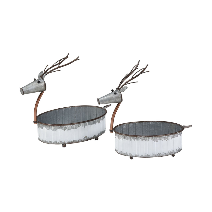 Winterbrigde Reindeer Pots (Set of 2) - Sawyer White Image 1