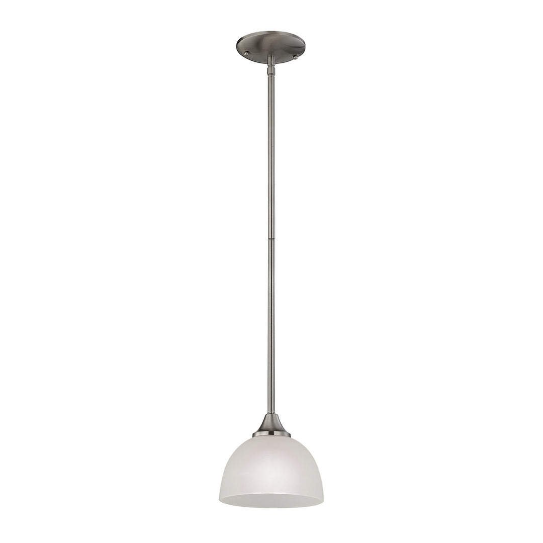 Bristol Lane 1-Light Mini Pendant in Brushed Nickel with White Glass Image 1