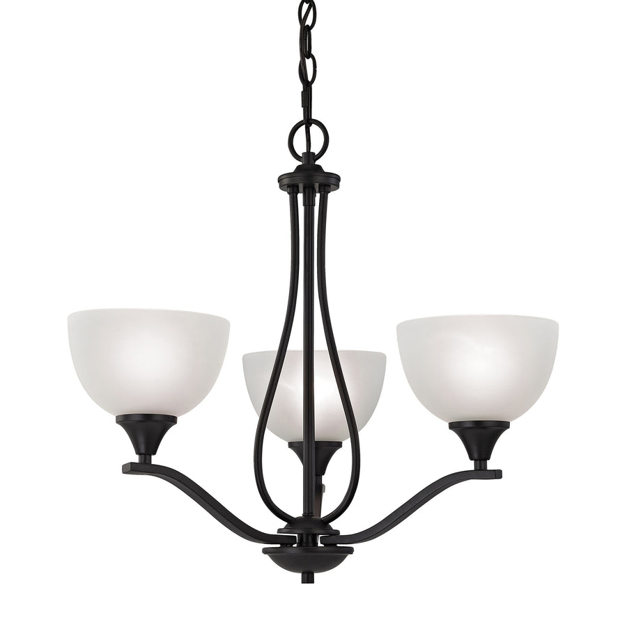 Bristol Lane 3-Light Chandelier in Oil Rubbed Bronze with White Glass Image 1