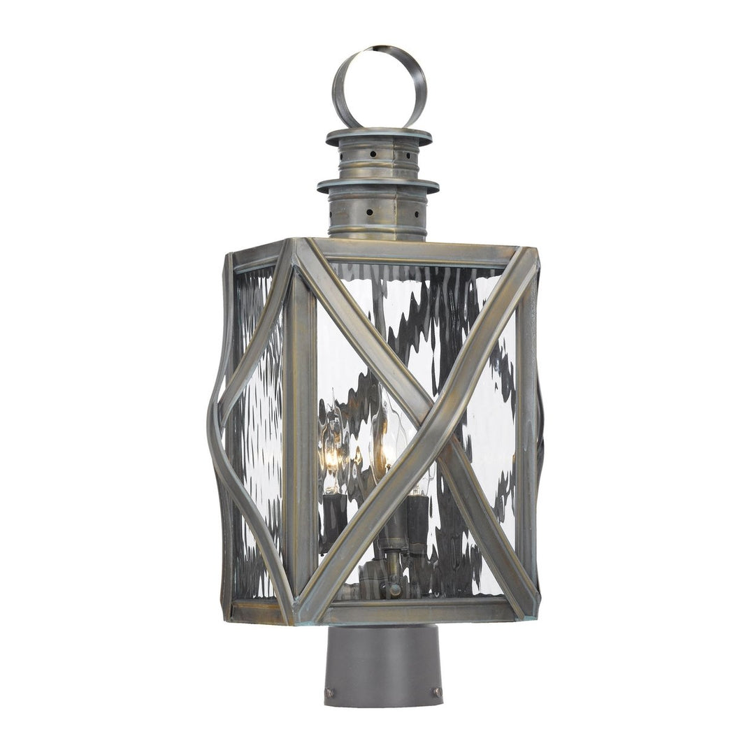 Artistic Lighting 3-Light Post Lantern in Olde Bay Finish with Clear Water Glass Image 1