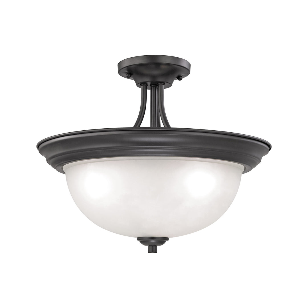 Bristol Lane 3-Light Semi Flush Mount in Oil Rubbed Bronze with White Glass Image 1