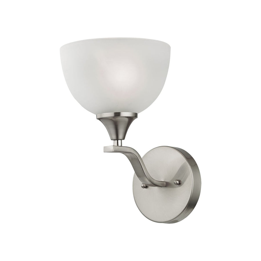 Bristol Lane 1-Light Vanity Light in Brushed Nickel with White Glass Image 1