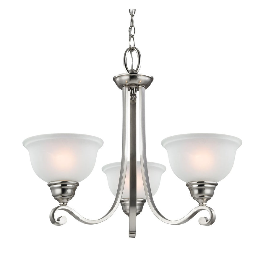 Hamilton 3-Light Chandelier in Brushed Nickel with White Glass Image 1