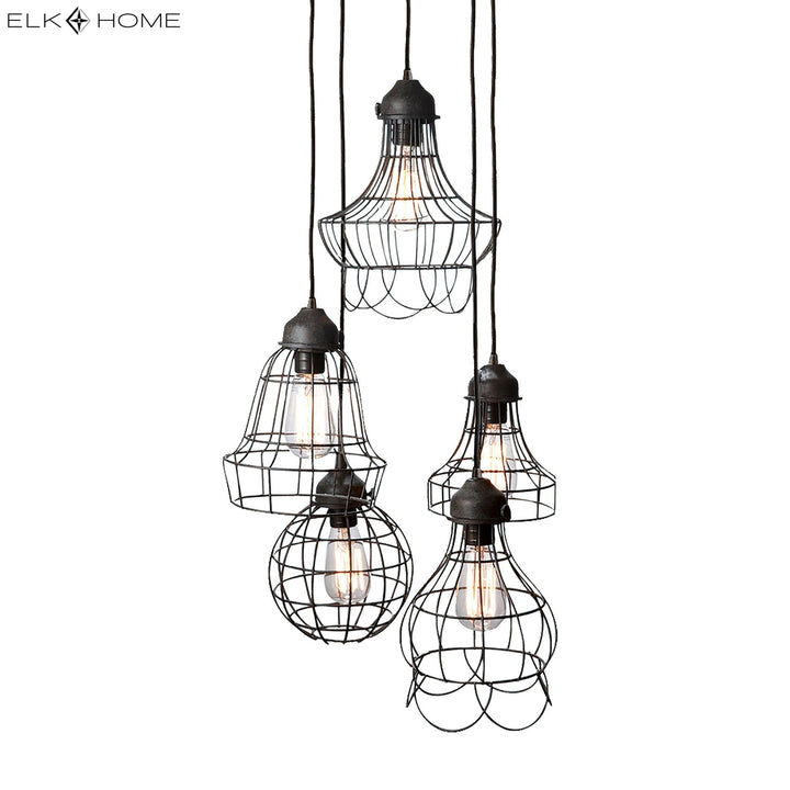 Wire 6 Wide 5-Light Multi Pendant - Oil Rubbed Bronze Image 8