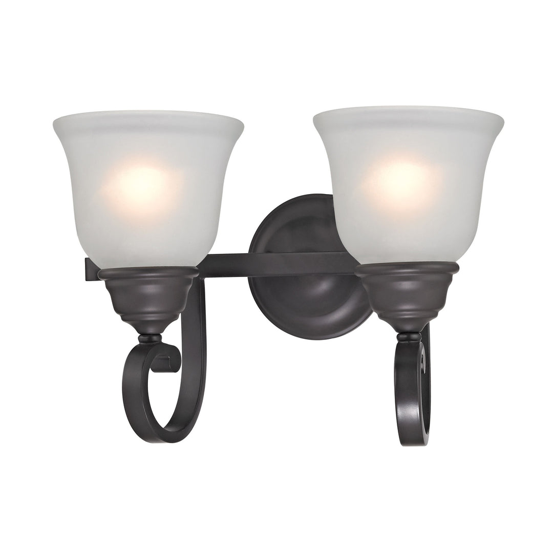 Hamilton 2-Light Vanity Light in Oil Rubbed Bronze with White Glass Image 1