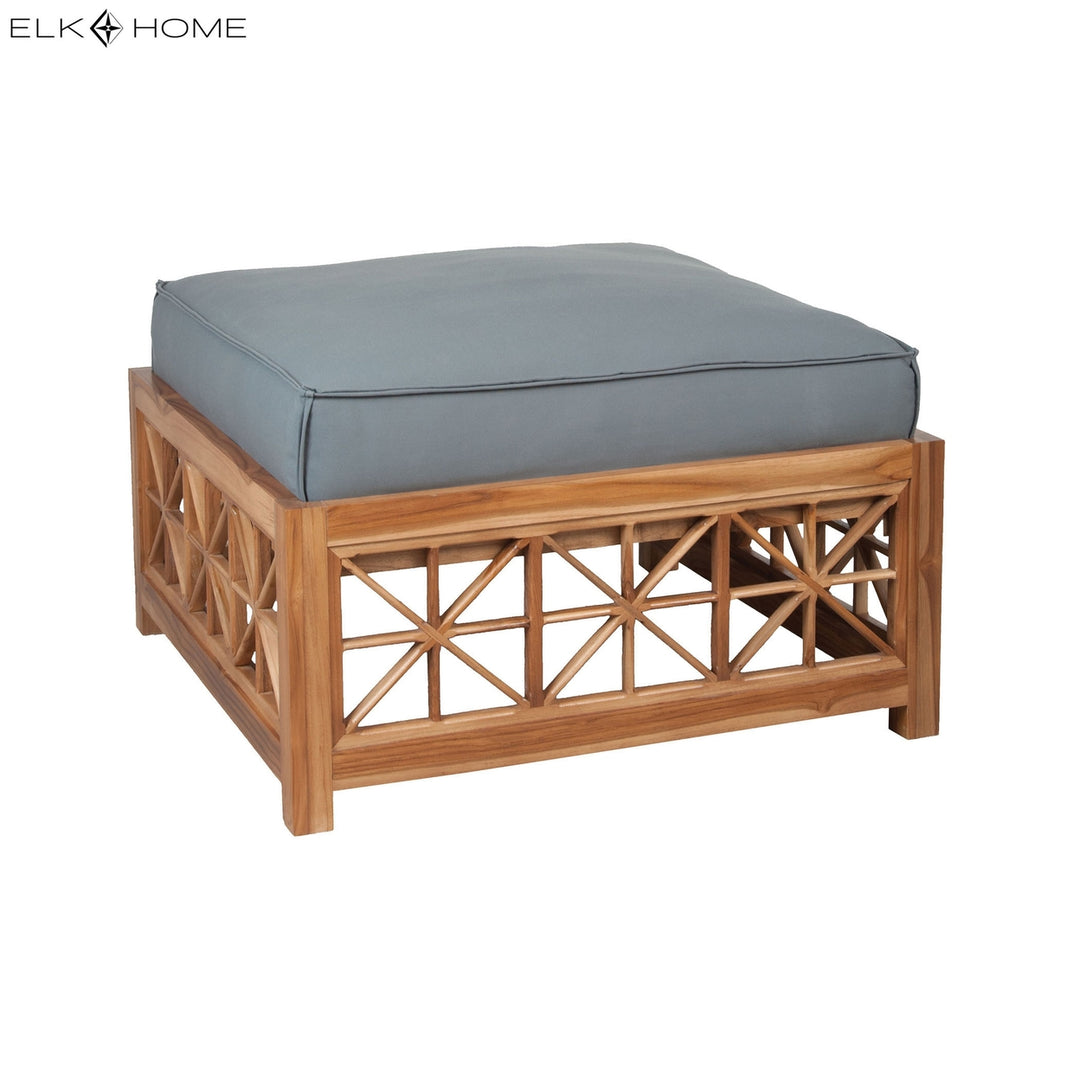 Teak Lattice Square Ottoman Cushion - Gray Image 2