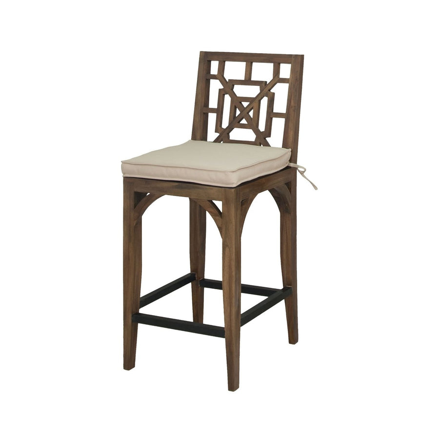 Teak Patio Barstool Cushion - Cream Image 1