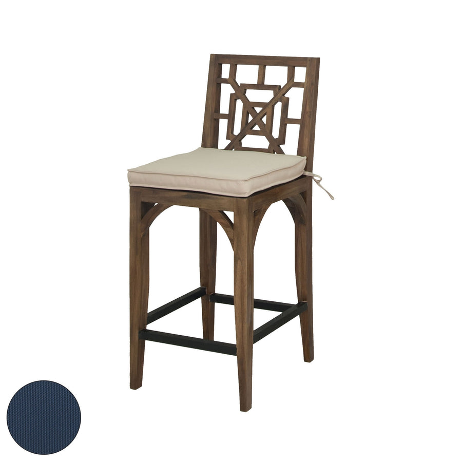 Teak Patio Barstool Cushion - Navy Image 1