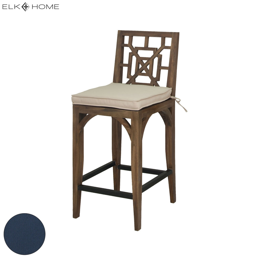 Teak Patio Barstool Cushion - Navy Image 2