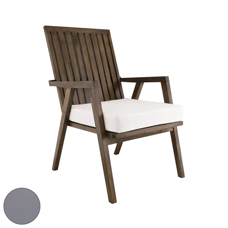 Teak Garden Patio Chair Cushion in Grey Image 1