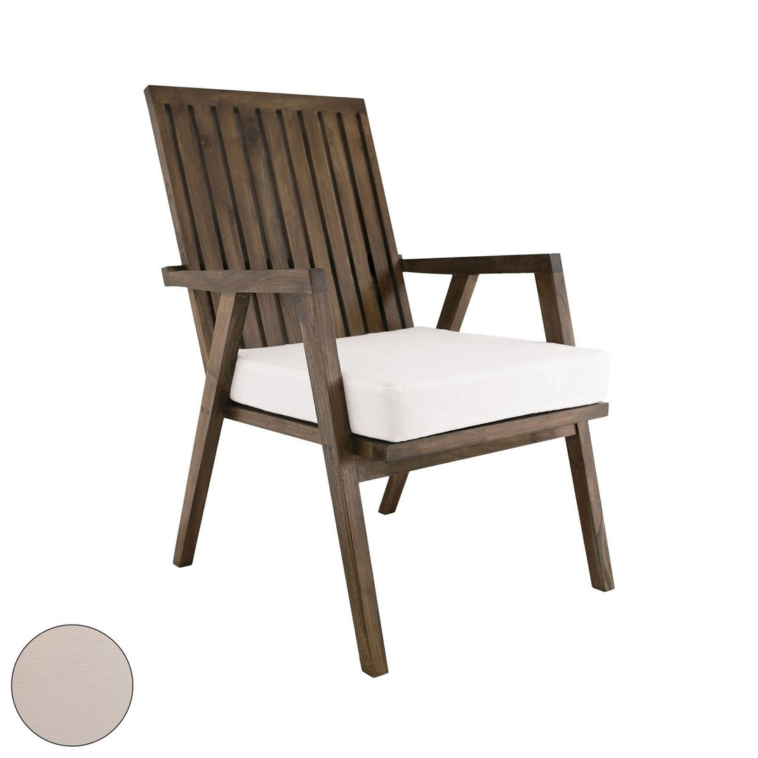 Teak Garden Patio Chair Cushion in Cream Image 1