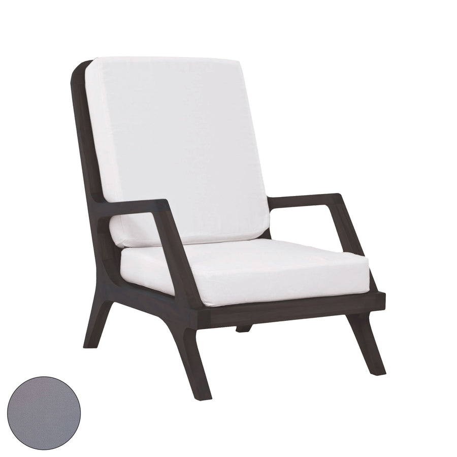 Teak Garden Lounge Chair Cushions in Grey Image 1