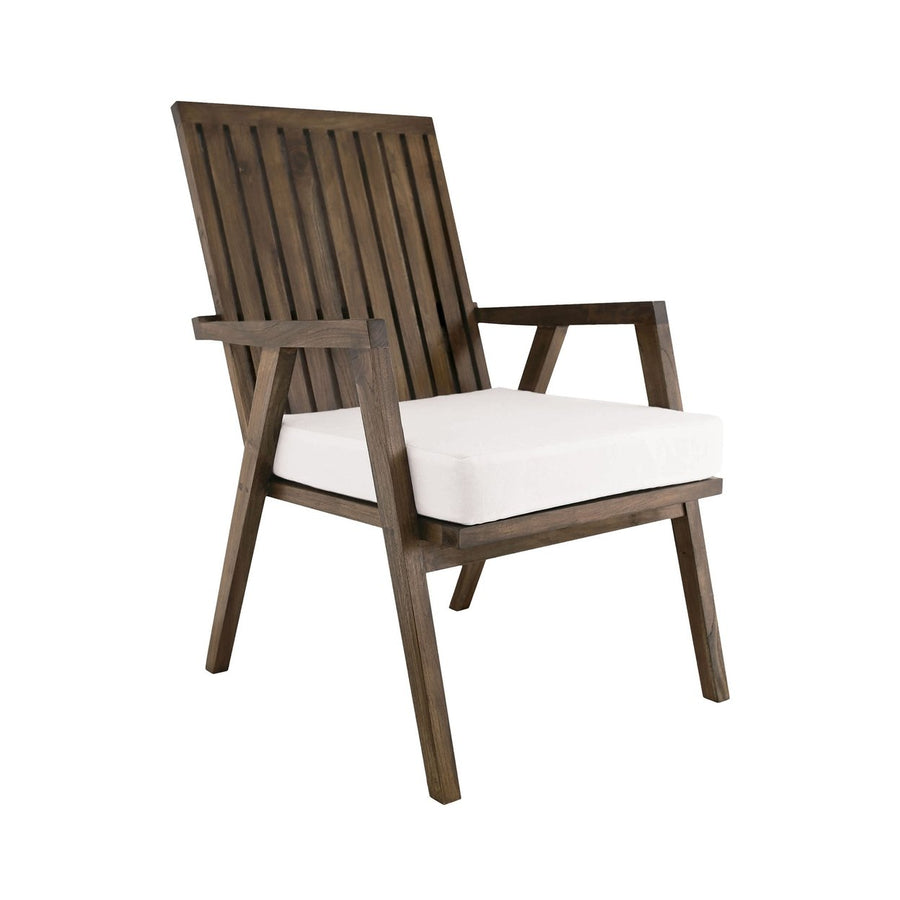 Teak Garden Patio Chair Cushion in White Image 1