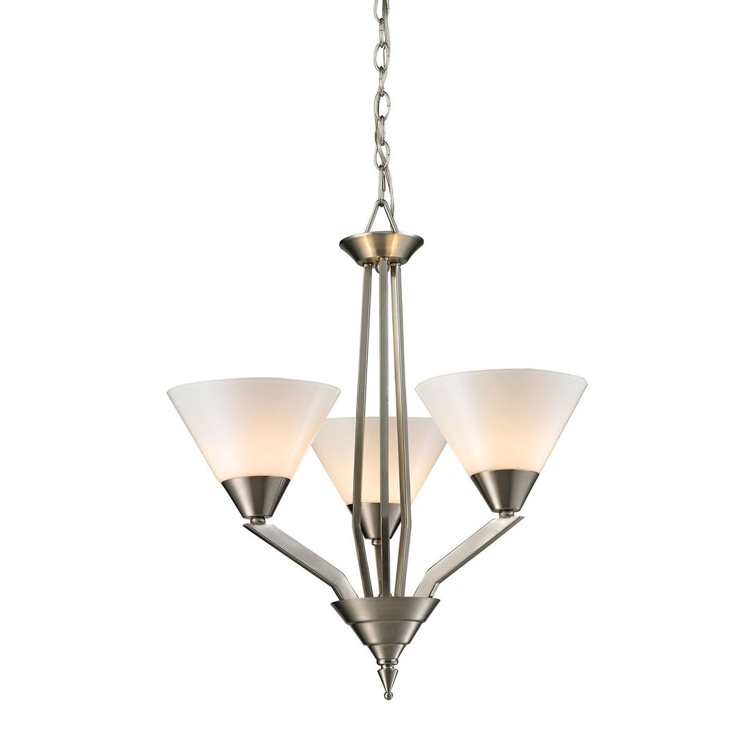 Tribecca 3-Light Chandelier in Brushed Nickel with White Glass Image 1