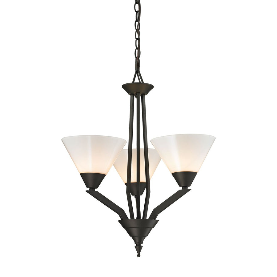 Tribecca 3-Light Chandelier in Oil Rubbed Bronze with White Glass Image 1