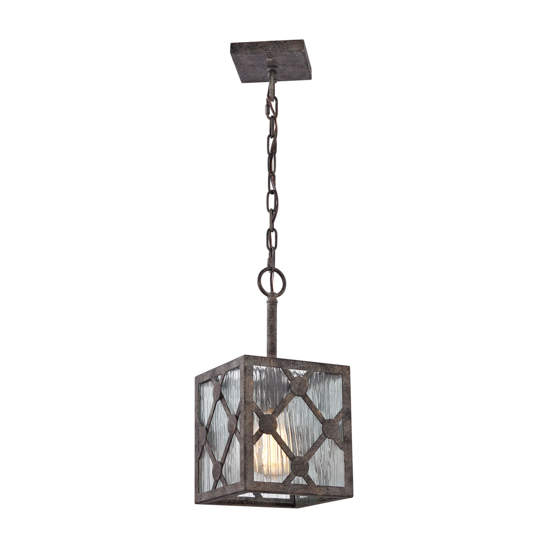 Radley 1-Light Mini Pendant in Malted Rust with Clear Raindrop Glass Panels Image 1