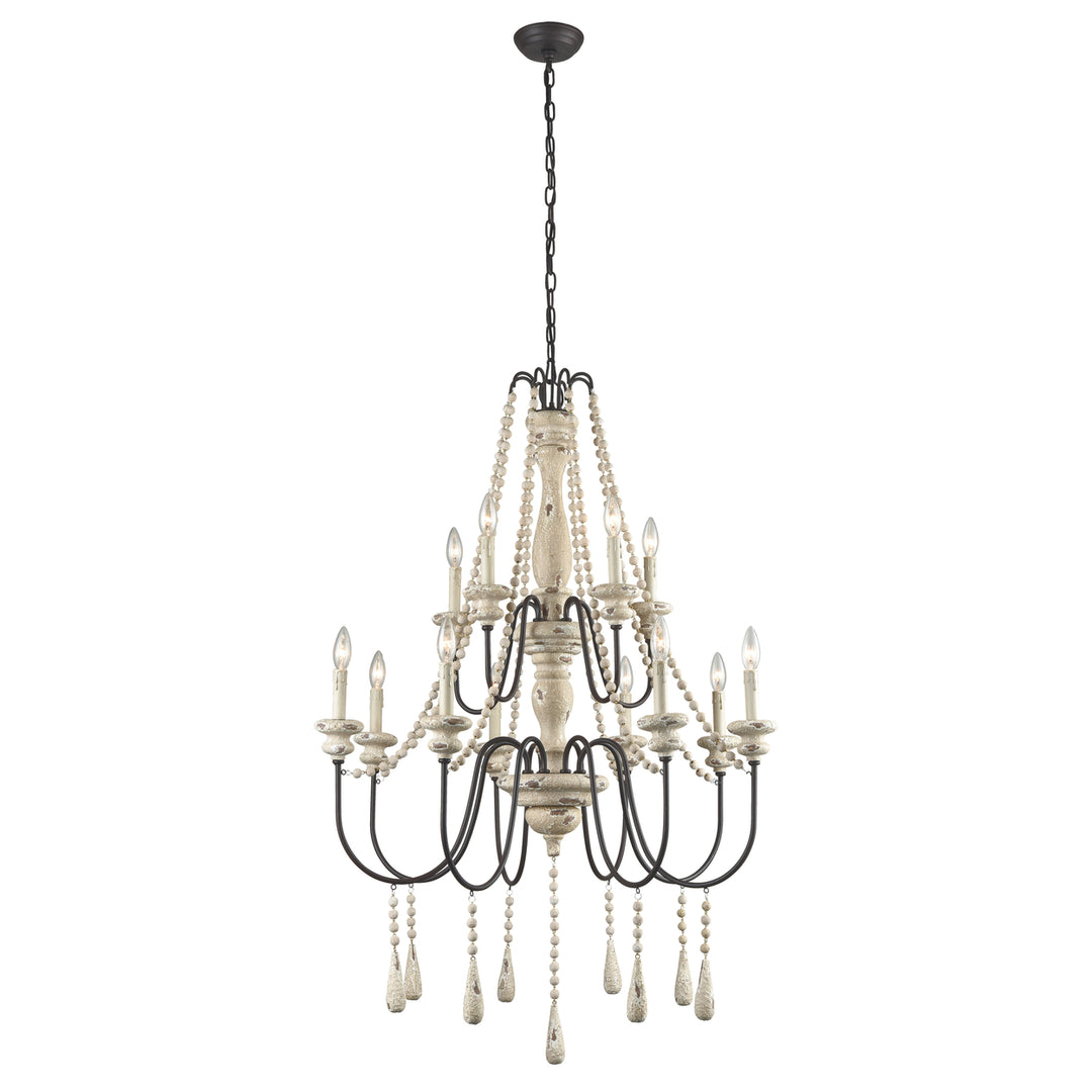 Sommieres 33 Wide 12-Light Chandelier - Antique French Cream Image 1