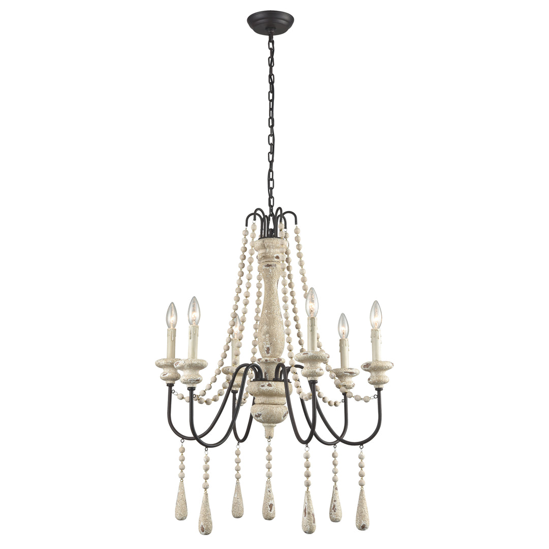 Sommieres 25 Wide 6-Light Chandelier - Antique French Cream Image 1