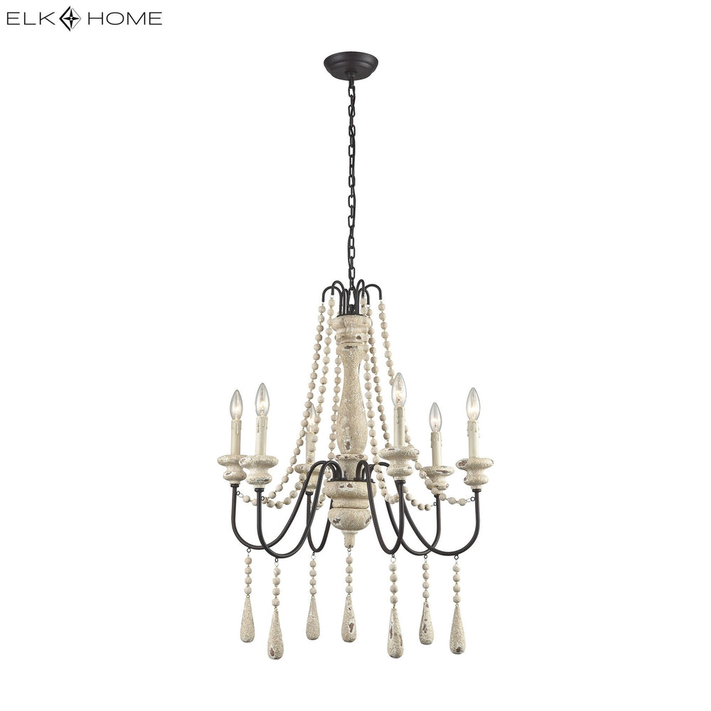 Sommieres 25 Wide 6-Light Chandelier - Antique French Cream Image 2