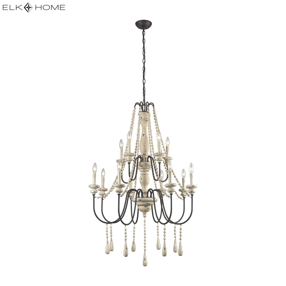 Sommieres 33 Wide 12-Light Chandelier - Antique French Cream Image 2