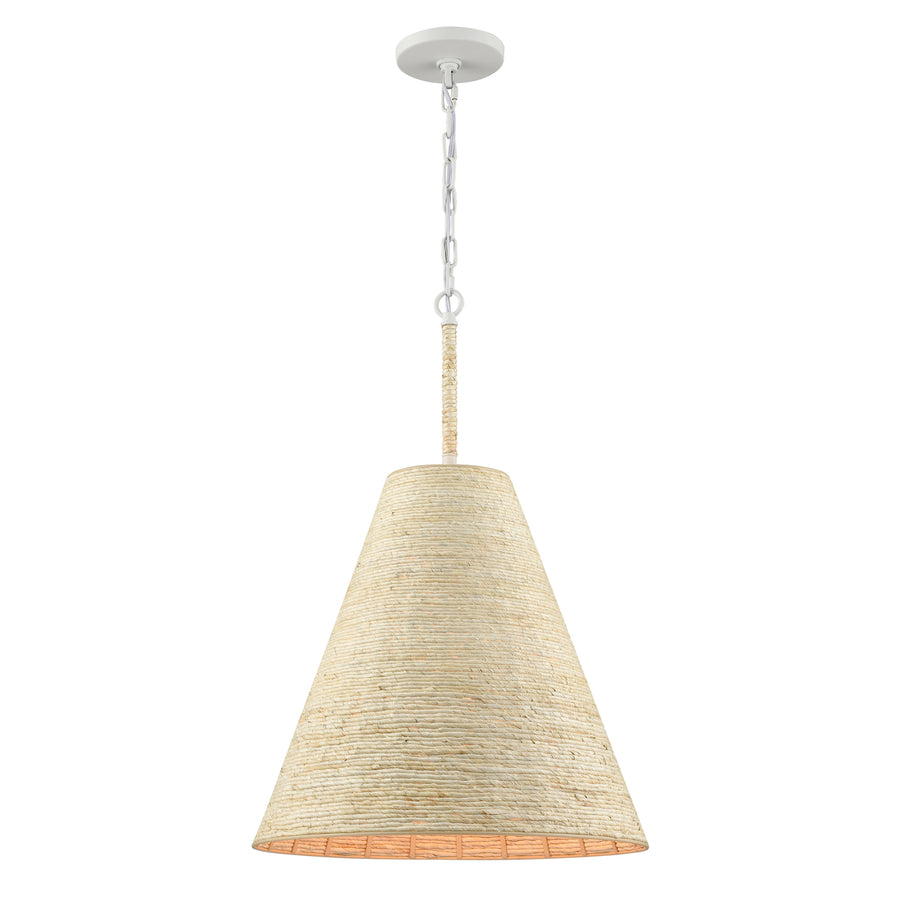 Abaca 17 Wide 1-Light Pendant - Textured White Image 1