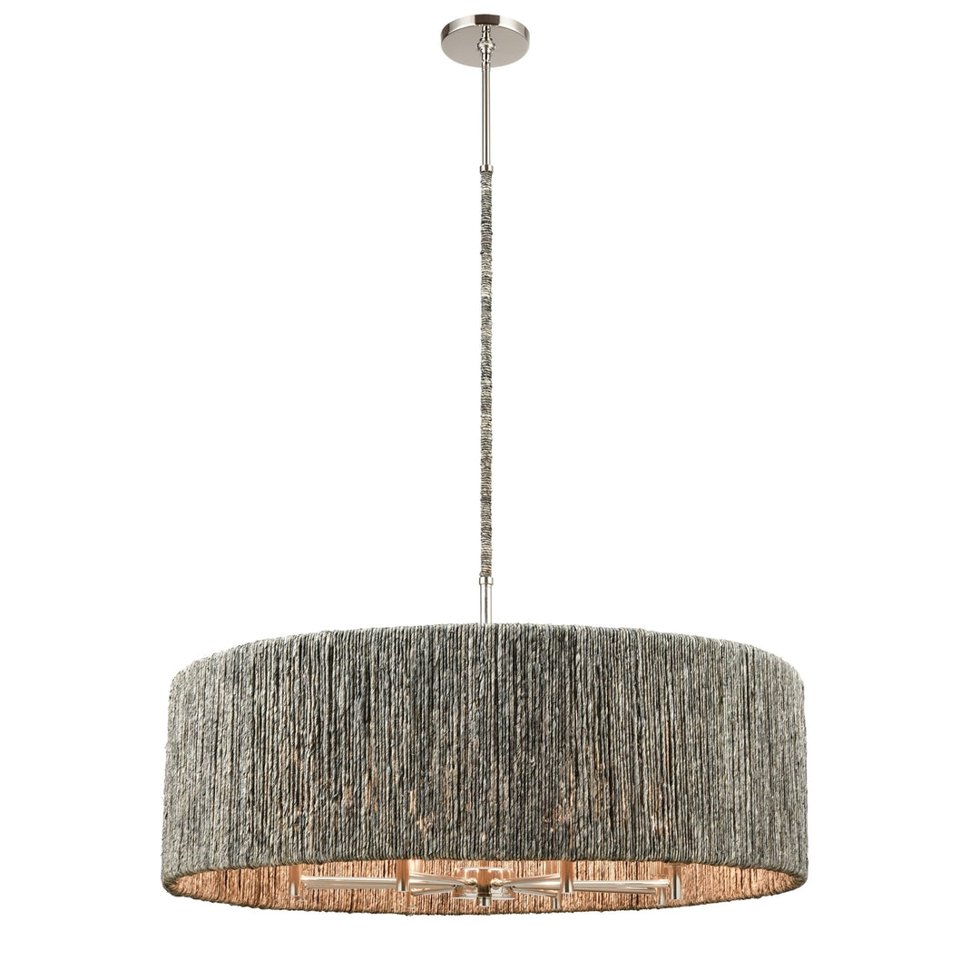 Abaca 33 Wide 8-Light Chandelier - Polished Nickel Image 1