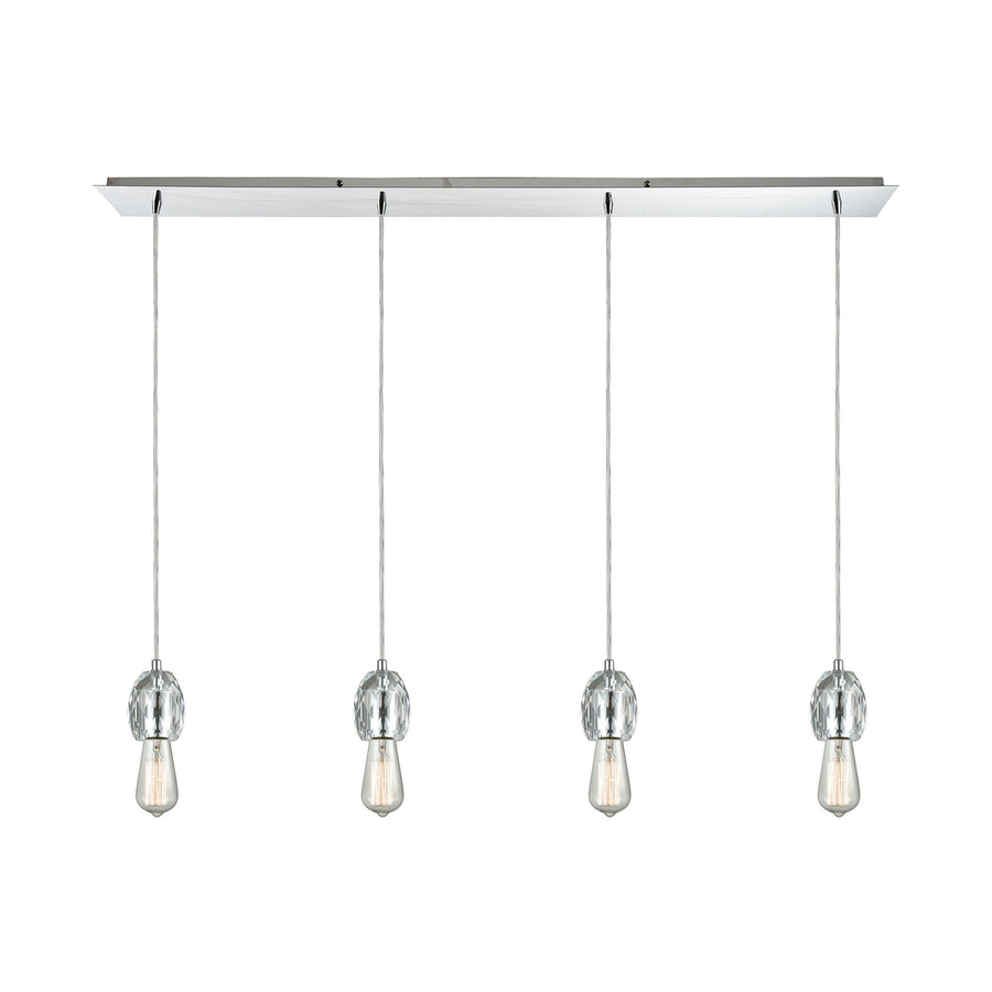 Socketholder 4-Light Linear Pendant Fixture in Polished Chrome Image 1