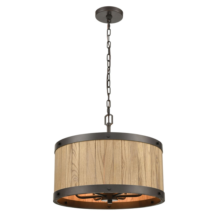 Wooden Barrel 19 Wide 6-Light Chandelier Image 1