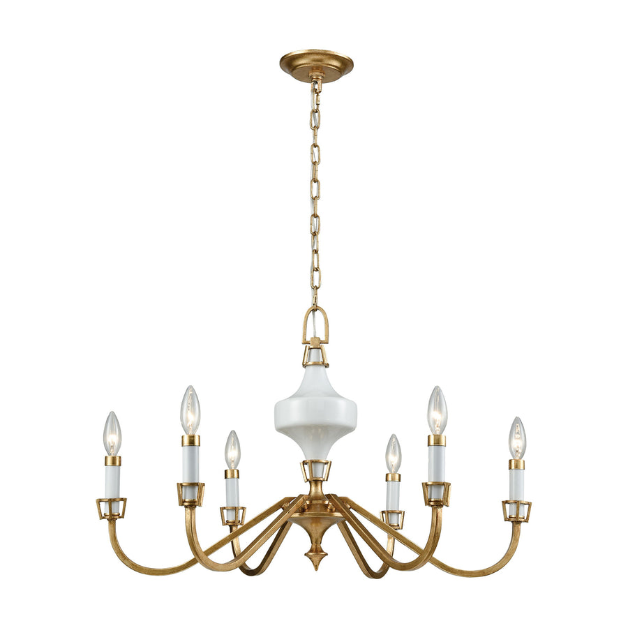 Ceramique 30 Wide 6-Light Chandelier - Antique Gold Leaf Image 1