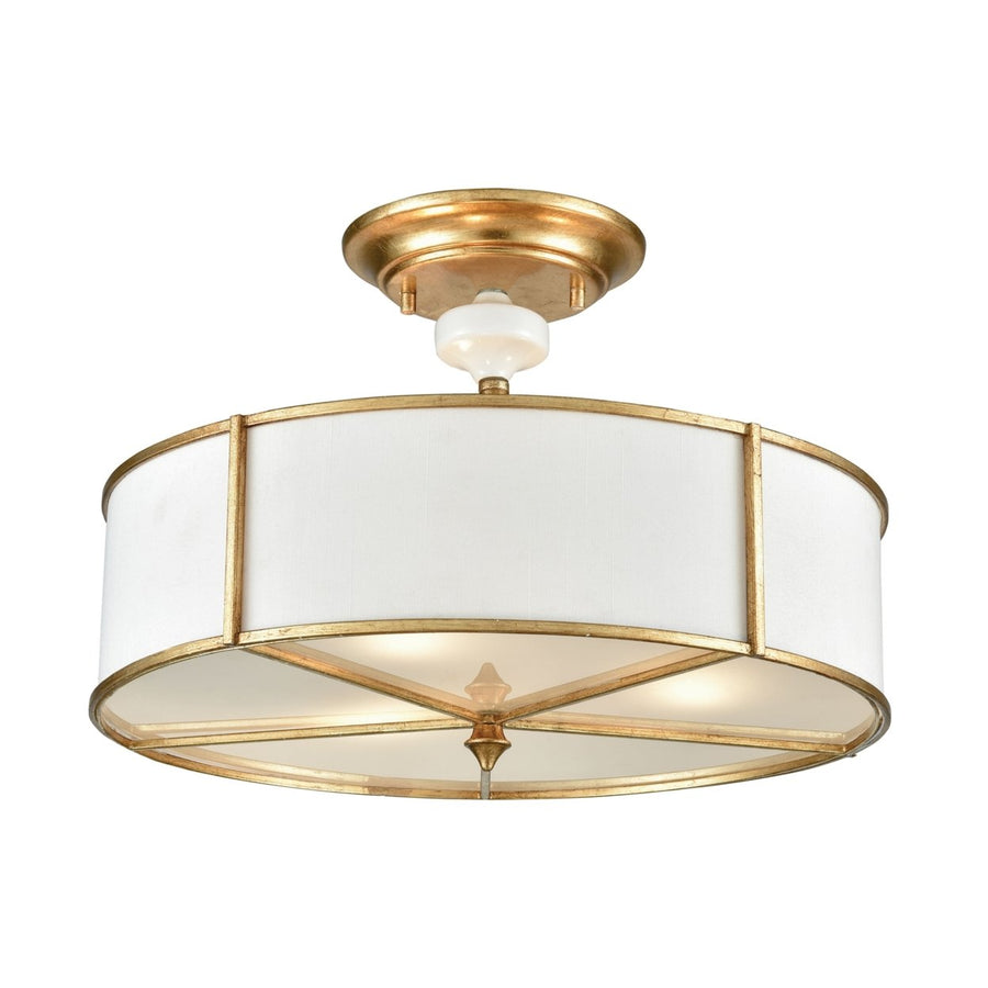 Ceramique 16 Wide 3-Light Semi Flush Mount - Antique Gold Leaf Image 1