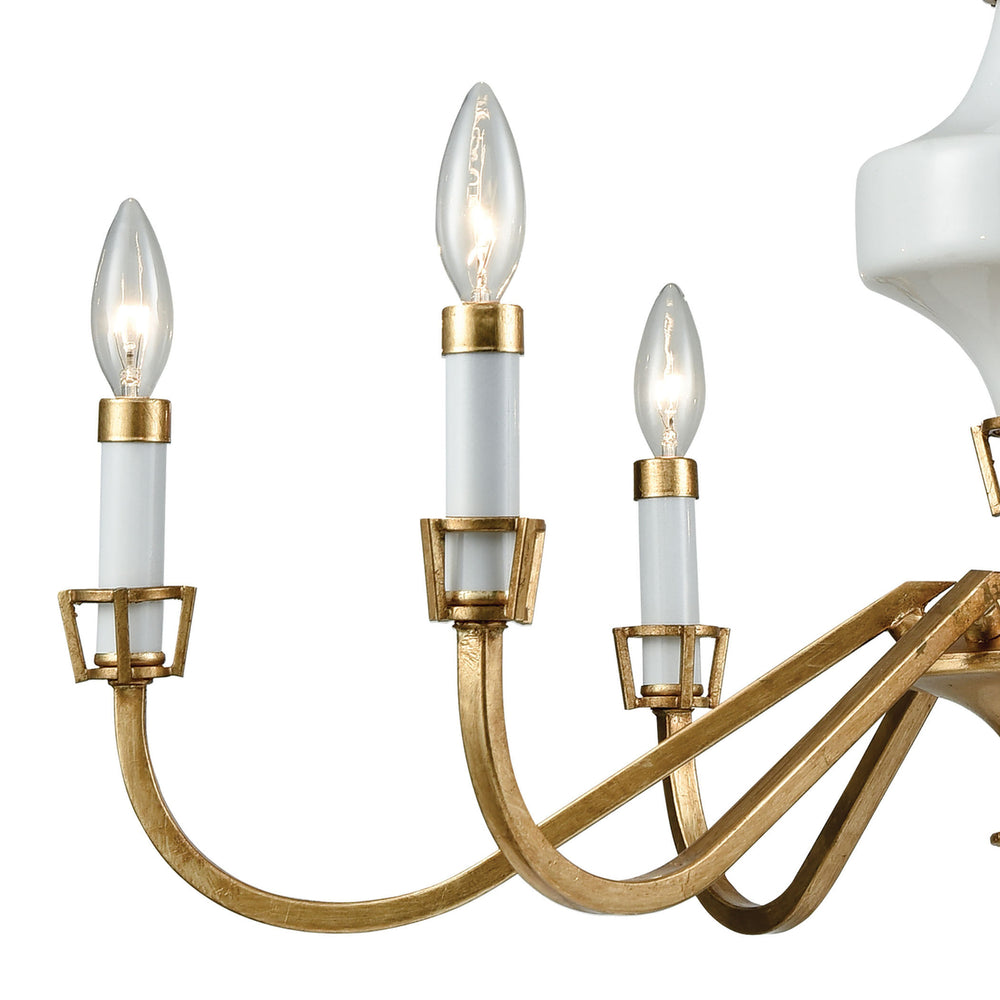 Ceramique 30 Wide 6-Light Chandelier - Antique Gold Leaf Image 2